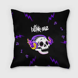 Подушка квадратная Blink 182 неоновый череп, цвет: 3D-принт