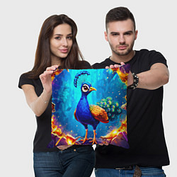 Подушка квадратная Павлинчик, цвет: 3D-принт — фото 2