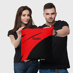 Подушка квадратная Russia красно-чёрный, цвет: 3D-принт — фото 2