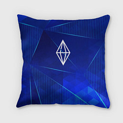 Подушка квадратная The Sims blue poly, цвет: 3D-принт