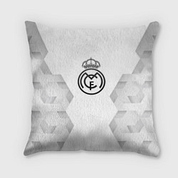 Подушка квадратная Real Madrid white poly, цвет: 3D-принт