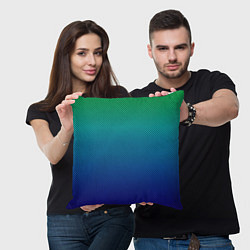Подушка квадратная Сине-зелёный градиент в чёрный горошек, цвет: 3D-принт — фото 2
