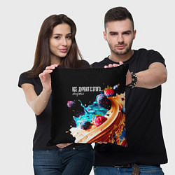Подушка квадратная Все дуреют с этого десерта, цвет: 3D-принт — фото 2