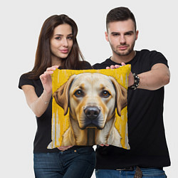 Подушка квадратная Лабрадор и желтая краска, цвет: 3D-принт — фото 2