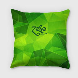 Подушка квадратная Led Zeppelin green poly, цвет: 3D-принт