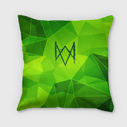 Подушка квадратная Watch Dogs green poly, цвет: 3D-принт