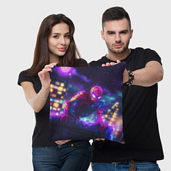 Подушка квадратная Человек-паук неоновый свет, цвет: 3D-принт — фото 2