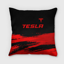 Подушка квадратная Tesla - red gradient посередине, цвет: 3D-принт