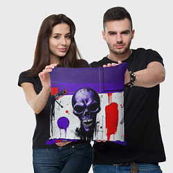 Подушка квадратная Пурпурный зловещий череп, цвет: 3D-принт — фото 2