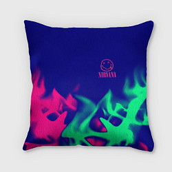 Подушка квадратная Nirvana fire neon, цвет: 3D-принт