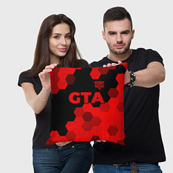 Подушка квадратная GTA - red gradient посередине, цвет: 3D-принт — фото 2