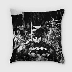 Подушка квадратная Бэтмен черно-белый стиль, цвет: 3D-принт