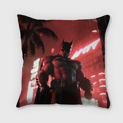 Подушка квадратная Бэтмен красный ночной город, цвет: 3D-принт