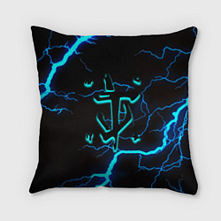 Подушка квадратная Doom молнии неоновые, цвет: 3D-принт