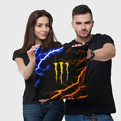 Подушка квадратная Monster energy storm, цвет: 3D-принт — фото 2