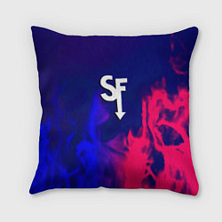 Подушка квадратная Sally face neon flame, цвет: 3D-принт