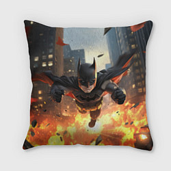 Подушка квадратная Бэтмен в полете над огнем, цвет: 3D-принт