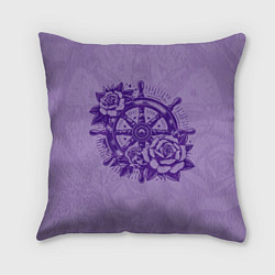 Подушка квадратная Штурвал в розах, цвет: 3D-принт