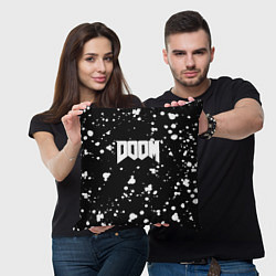 Подушка квадратная Doom белые краски всплеск, цвет: 3D-принт — фото 2