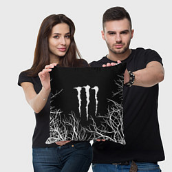 Подушка квадратная Monster energy лес, цвет: 3D-принт — фото 2
