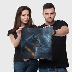 Подушка квадратная Волк фэнтези стиль, цвет: 3D-принт — фото 2