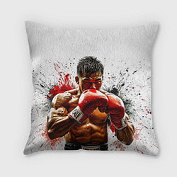 Подушка квадратная Тайский боксер на белом, цвет: 3D-принт