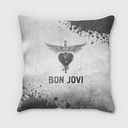 Подушка квадратная Bon Jovi - white gradient, цвет: 3D-принт