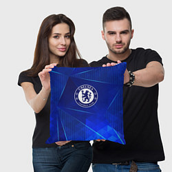 Подушка квадратная Chelsea blue poly, цвет: 3D-принт — фото 2