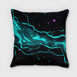 Подушка квадратная Голубые неоновые волны текстура, цвет: 3D-принт