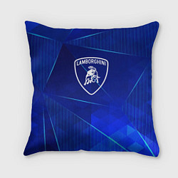Подушка квадратная Lamborghini blue poly, цвет: 3D-принт