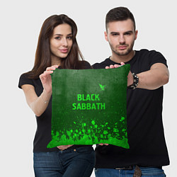 Подушка квадратная Black Sabbath - green gradient посередине, цвет: 3D-принт — фото 2