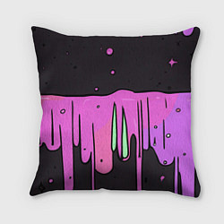 Подушка квадратная Фиолетовая текстура на черном фоне, цвет: 3D-принт