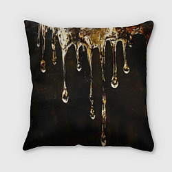 Подушка квадратная Мед на коричневой текстуре