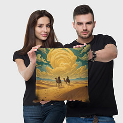 Подушка квадратная В пустыне на верблюдах, цвет: 3D-принт — фото 2