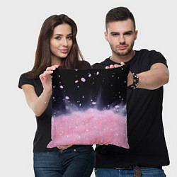 Подушка квадратная Розовая текстура с лепестками, цвет: 3D-принт — фото 2