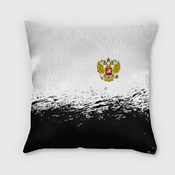 Подушка квадратная Россия черно белые краски, цвет: 3D-принт