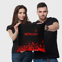 Подушка квадратная Metallica - red gradient посередине, цвет: 3D-принт — фото 2