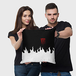 Подушка квадратная Monster energy red logo, цвет: 3D-принт — фото 2