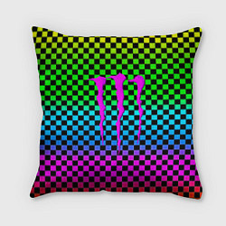 Подушка квадратная Monster energy неоновая клетка