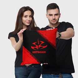 Подушка квадратная Hitman - red gradient, цвет: 3D-принт — фото 2