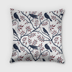 Подушка квадратная Вороны на ветках