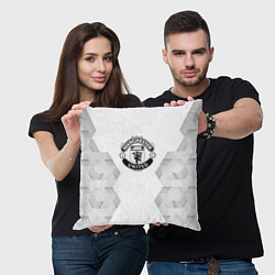 Подушка квадратная Manchester United white poly, цвет: 3D-принт — фото 2