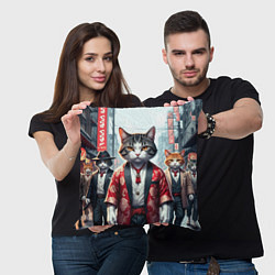 Подушка квадратная Котики якудза, цвет: 3D-принт — фото 2