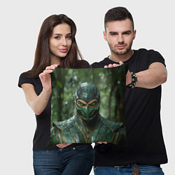 Подушка квадратная Рептилия с зелеными глазами, цвет: 3D-принт — фото 2