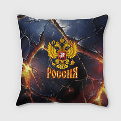Подушка квадратная Золотой герб России и текстура с плитами, цвет: 3D-принт