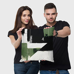 Подушка квадратная Футбол на фоне брызг красок, цвет: 3D-принт — фото 2