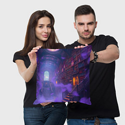 Подушка квадратная Таинственная библиотека, цвет: 3D-принт — фото 2