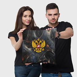 Подушка квадратная Герб России на абстрактном потертом фоне, цвет: 3D-принт — фото 2