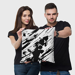 Подушка квадратная Брызги и штрихи черной краски, цвет: 3D-принт — фото 2