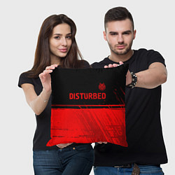 Подушка квадратная Disturbed - red gradient посередине, цвет: 3D-принт — фото 2